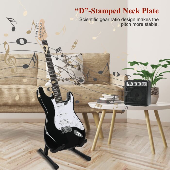 SAYHA Electric Guitar, 39 Inch Solid Full-size Electric Guitar HSS Pickups Starter Kit Includes Amplifier, Bag, Digital Tuner, Strap, String, Cable, Picks（Black） - Image 4